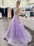 Prom Dress 2025 Lavender Lace Applique Prom Dresses Spaghetti Strap Formal Gown 21967-unique elegant Prom Dresses-Lavender-US2-vigocouture