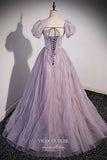 Prom Dress 2025 Lavender Pleated Tulle Formal Dress Removable Sleeve Prom Dresses 21676-unique elegant Prom Dresses-Lavender-US2-vigocouture