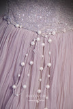 Prom Dress 2025 Lavender Pleated Tulle Formal Dress Removable Sleeve Prom Dresses 21676-unique elegant Prom Dresses-Lavender-US2-vigocouture