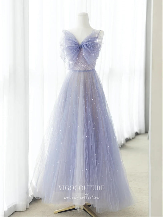 Prom Dress 2025 Lavender Pleated Tulle Prom Dresses Spaghetti Strap Formal Dress 22056-unique elegant Prom Dresses-Lavender-US2-vigocouture