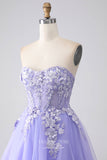 Prom Dress 2025 Lavender Removable Long Sleeve Prom Dresses Lace Applique Formal Gown 24538-unique elegant Prom Dresses-Lavender-Custom Size-vigocouture