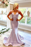 Lavender Satin Prom Dresses Spaghetti Strap Mermaid Evening Dress 21932