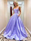 Prom Dress 2025 Lavender Satin Prom Dresses with Pockets Spaghetti Strap Formal Dress 20954-unique elegant Prom Dresses-Lavender-US2-vigocouture