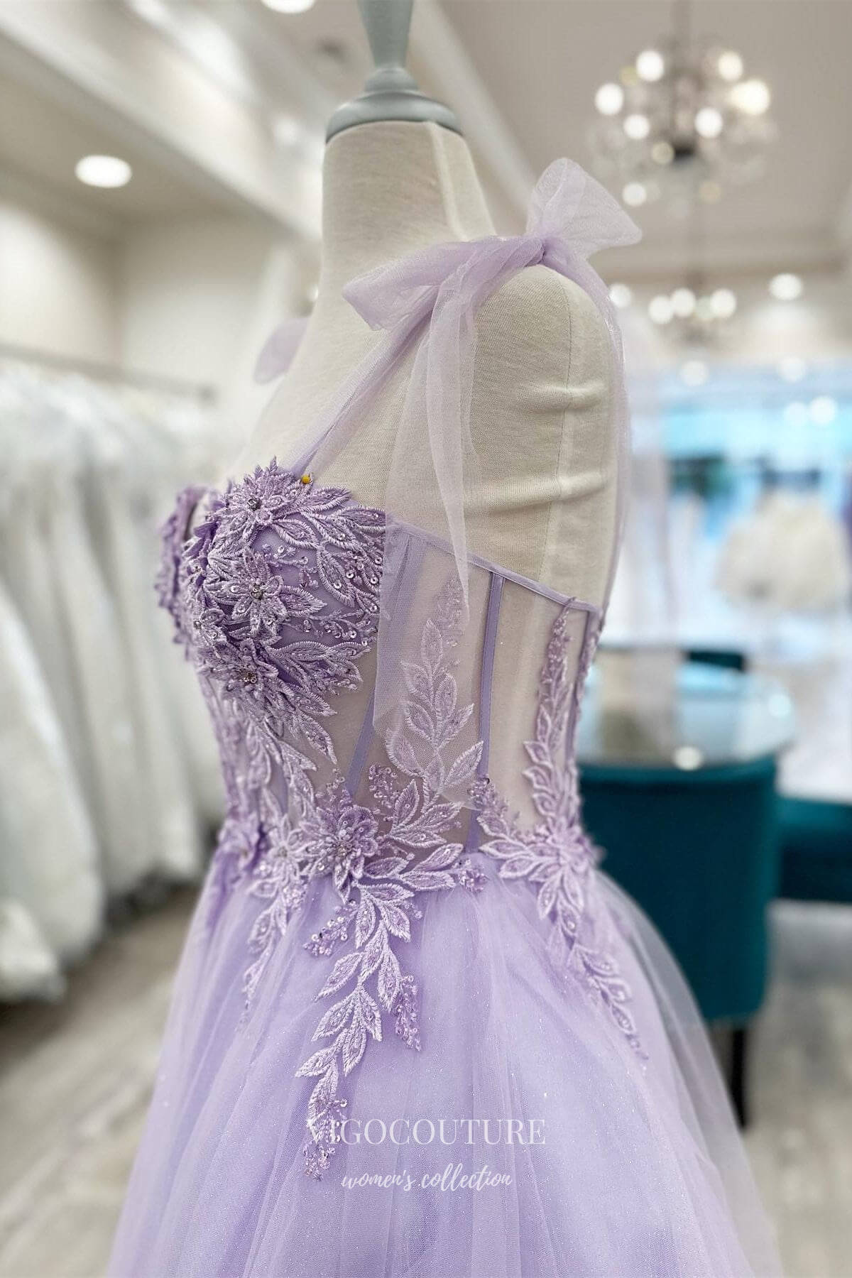 Short Prom Dresses 2025 Lavender Sheer Lace Applique Homecoming Dresses Spaghetti Strap Graduation Dress hc432-Prom Dresses-vigocouture-vigocouture