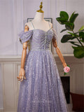 Prom Dress 2025 Lavender Sparkly Spaghetti Strap Prom Dresses Off the Shoulder Beaded String Evening Dress 25080-unique elegant Prom Dresses-Lavender-Custom Size-vigocouture