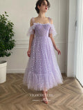 Short Prom Dresses 2025 Lavender Sparkly Tulle Hoco Dresses Spaghetti Strap Maxi Dresses hc172-Prom Dresses-vigocouture-Lavender-US2-vigocouture