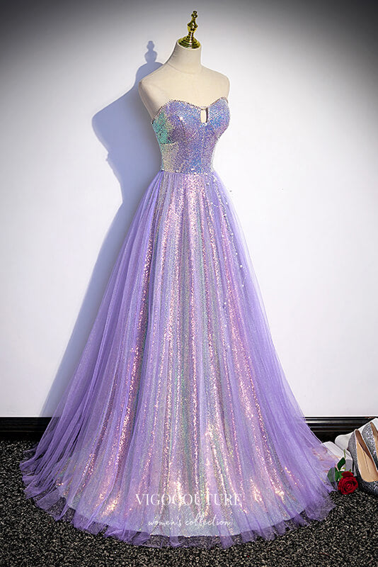 Prom Dress 2025 Lavender Sparkly Tulle Prom Dresses Sequin Strapless Formal Dresses 21656-unique elegant Prom Dresses-Lavender-US2-vigocouture