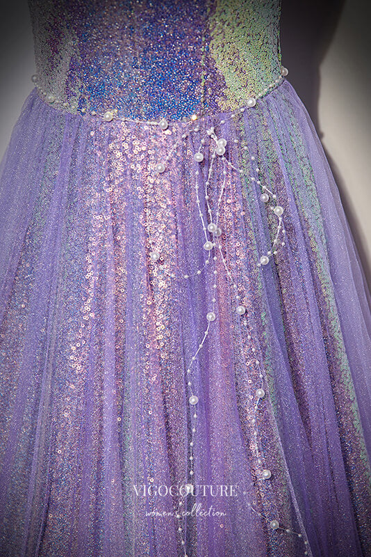 Prom Dress 2025 Lavender Sparkly Tulle Prom Dresses Sequin Strapless Formal Dresses 21656-unique elegant Prom Dresses-Lavender-US2-vigocouture