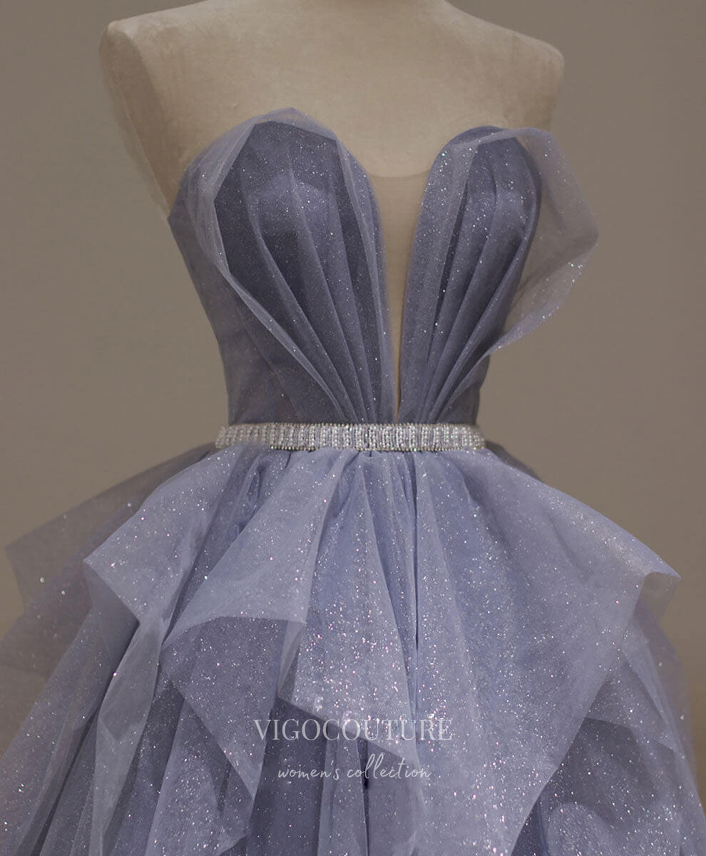 Prom Dress 2025 Lavender Sparkly Tulle Prom Dresses Strapless Evening Dress 21823B-unique elegant Prom Dresses-Lavender-US2-vigocouture