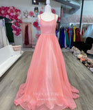 Prom Dress 2025 Lavender Sparkly Tulle Prom Dresses with Pockets Spaghetti Strap Formal Gown 21892-unique elegant Prom Dresses-Pink-US2-vigocouture