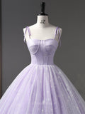 Prom Dresses 2025 to impress Lavender Starry Tulle Prom Dresses with Spaghetti Strap, Quinceanera Dresses BG058-vigocouture-vigocouture