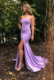 Lavender Strapless Satin Prom Dress 20372