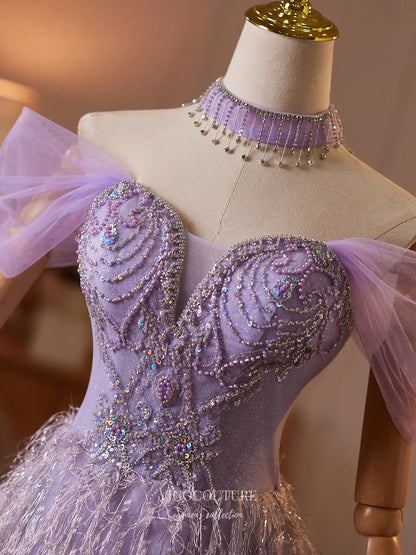 Prom Dresses 2025 to impress Lavender Tinsel Fringe Formal Dress with Rhinestone Beaded Bodice - 26132-vigocouture-vigocouture