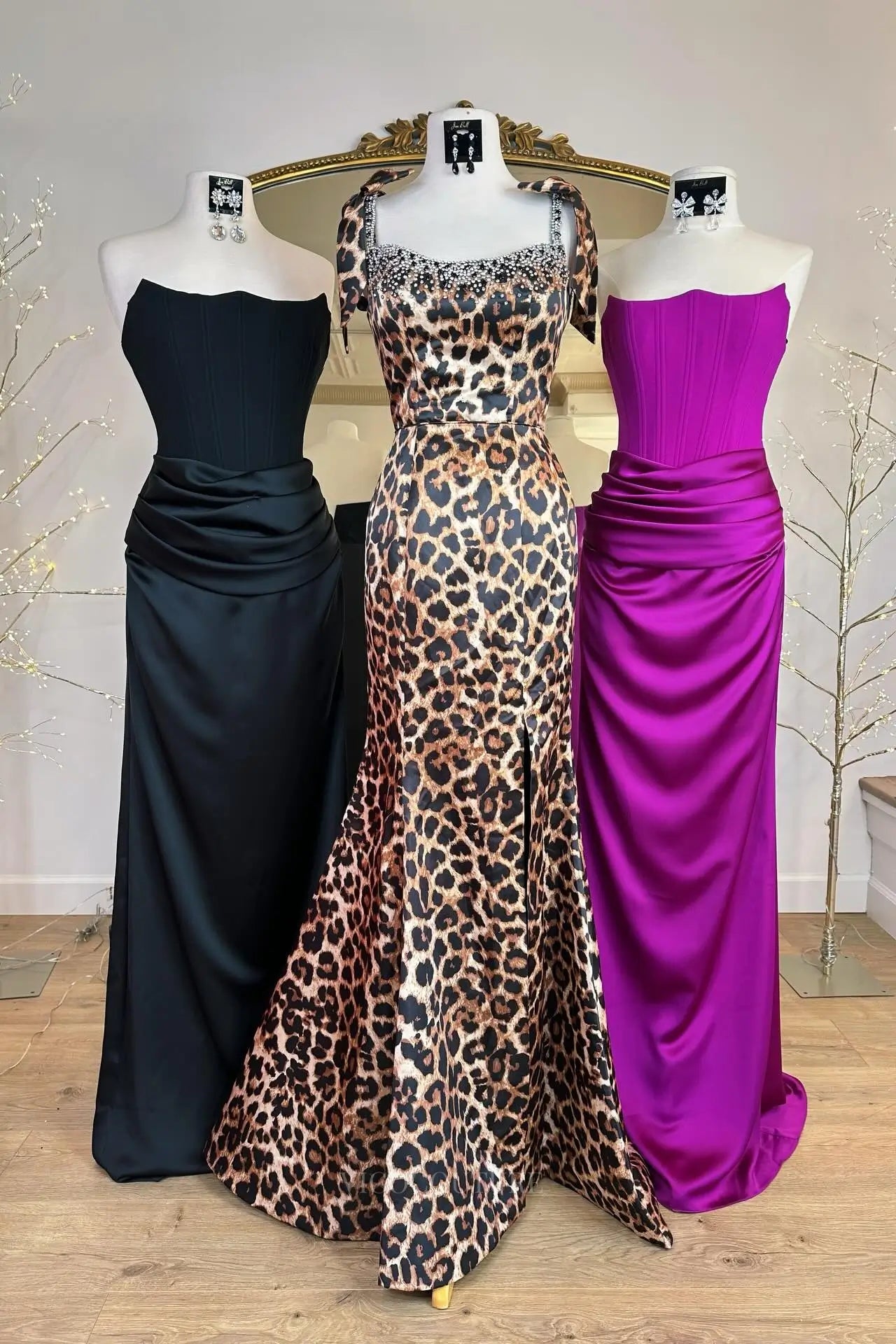 Prom Dresses 2025 to impress Leopard Print Mermaid Prom Dress with Beaded Neckline, Tie Straps & High Slit – 26109-vigocouture-vigocouture