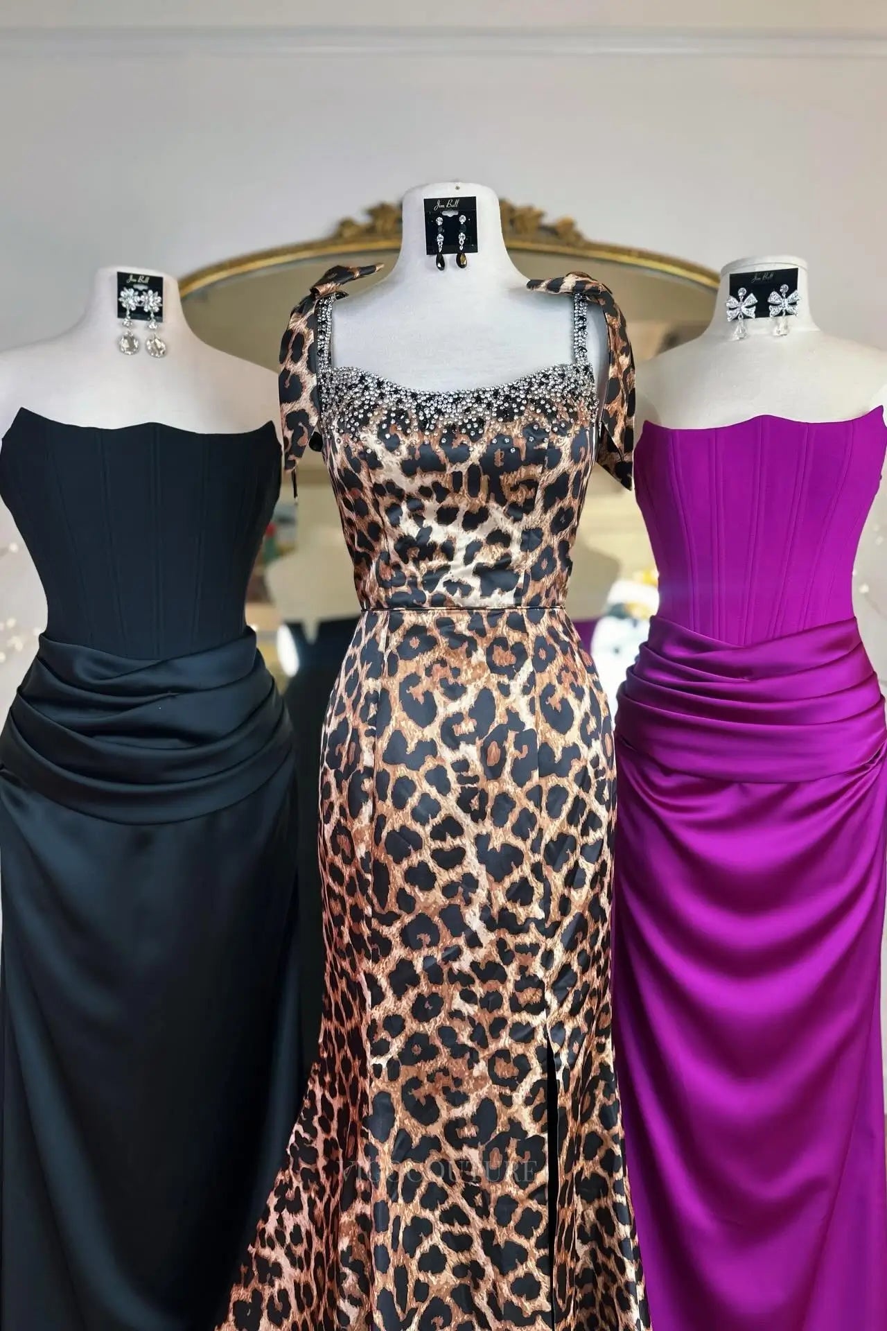 Prom Dresses 2025 to impress Leopard Print Mermaid Prom Dress with Beaded Neckline, Tie Straps & High Slit – 26109-vigocouture-vigocouture