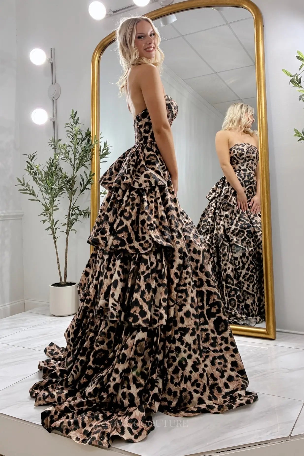 Leopard Print Strapless Corset Ball Gown Prom Dress – FP017 – vigocouture