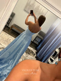 Prom Dress 2025 Light Blue 3D Flowers Prom Dresses With Pockets Strapless Evening Dress 21566-unique elegant Prom Dresses-Light Blue-US2-vigocouture