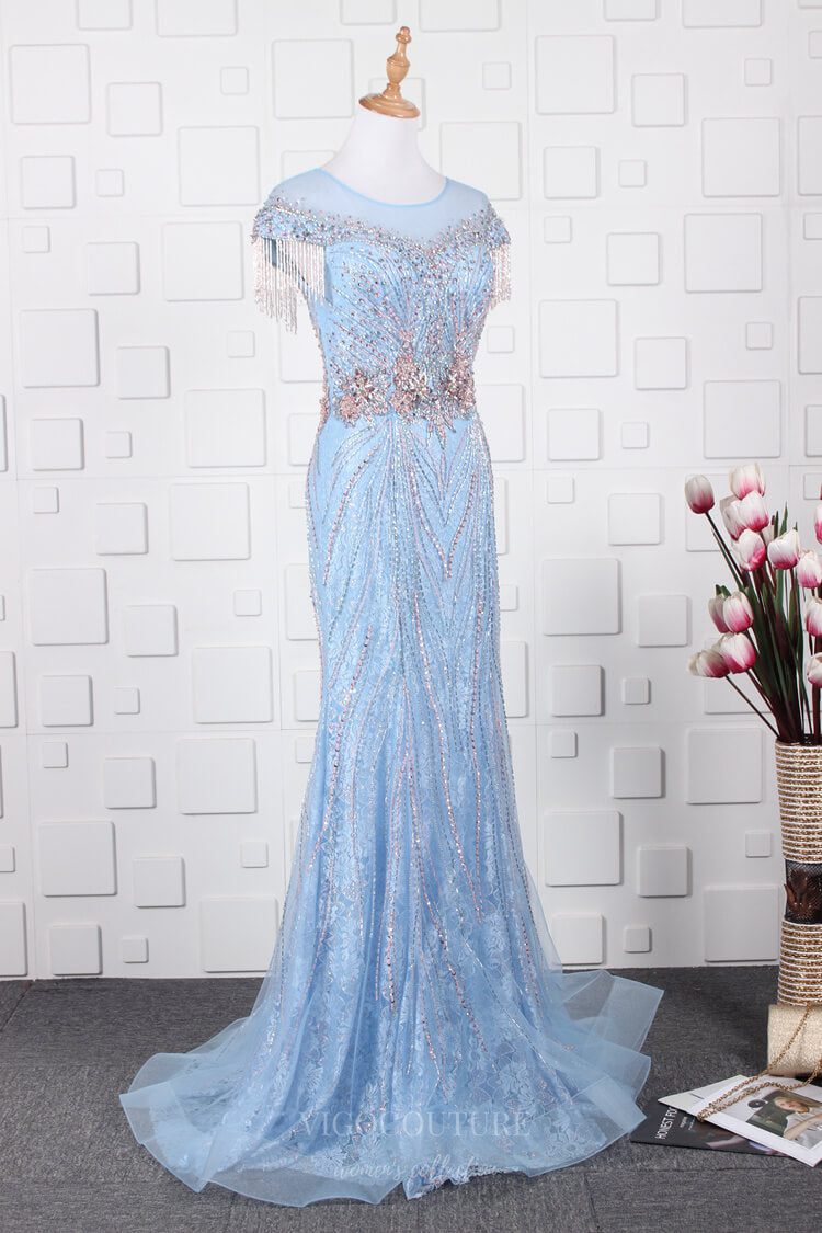 Prom Dress 2025 Light Blue Beaded Prom Dresses Mermaid Evening Dresses 20762-unique elegant Prom Dresses-Light Blue-US2-vigocouture