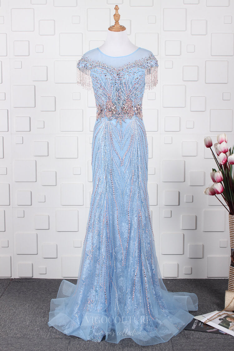 Prom Dress 2025 Light Blue Beaded Prom Dresses Mermaid Evening Dresses 20762-unique elegant Prom Dresses-Light Blue-US2-vigocouture