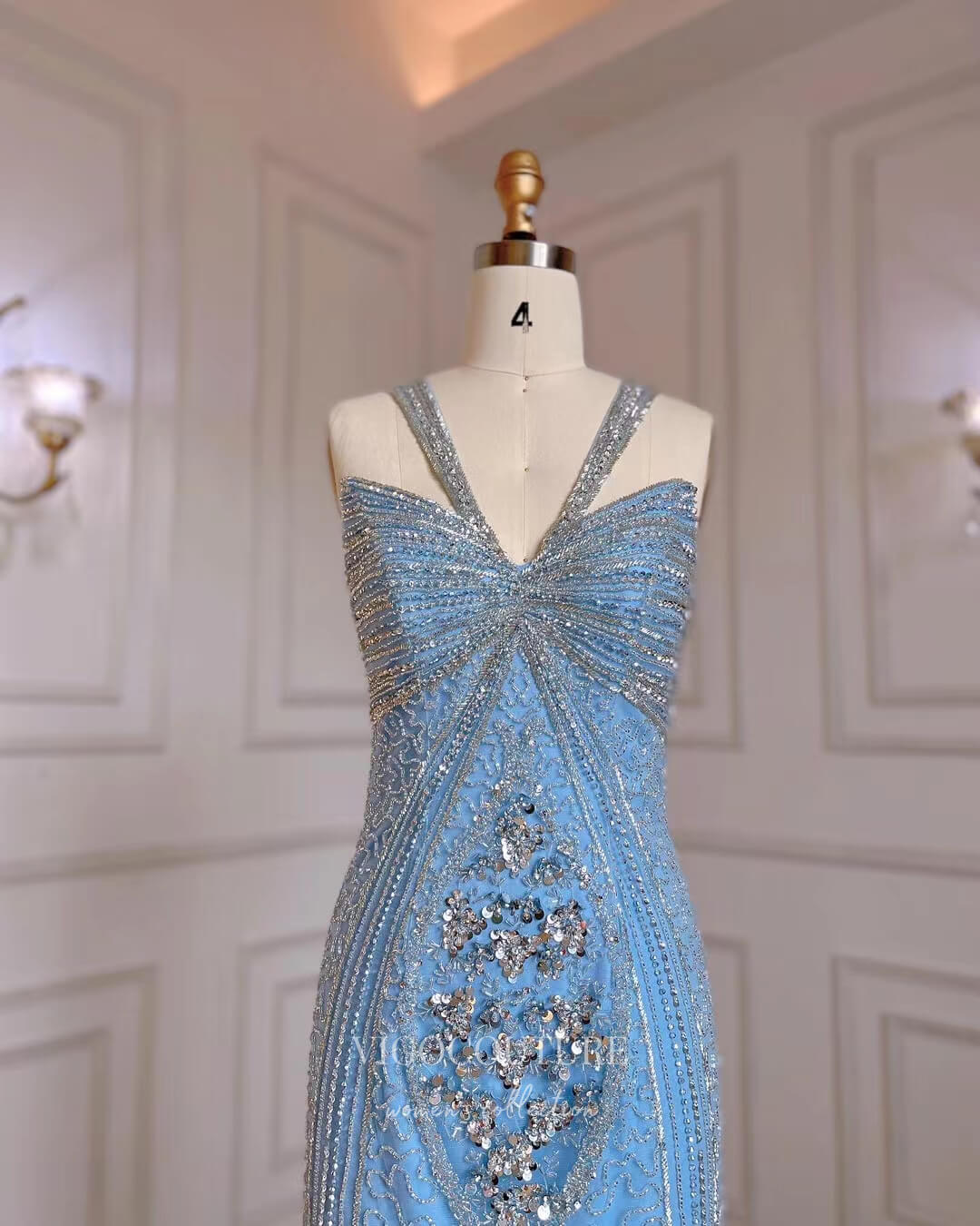 Light Blue Beaded Prom Dresses Sheath 20s Evening Dress 22120 Light Blue / US14 Light Blue Beaded Prom Dresses Sheath 20s Evening Dress 22120 Light Blue / US14