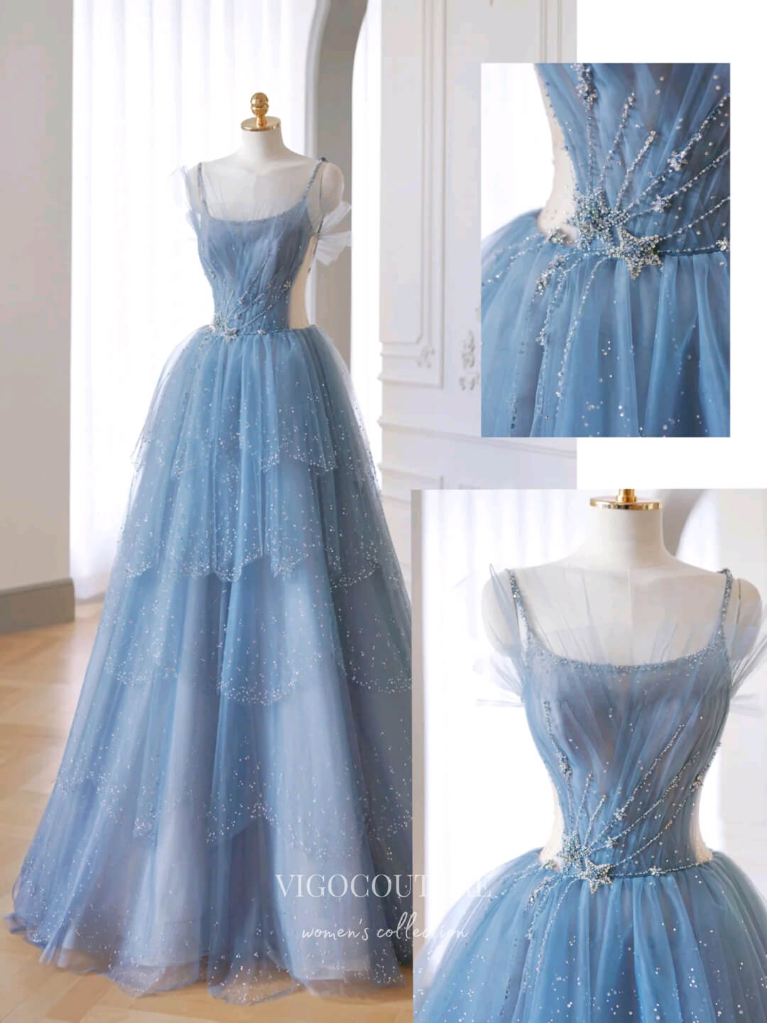 Prom Dress 2025 Light Blue Beaded Prom Dresses Spaghetti Strap Formal Dresses 21178-unique elegant Prom Dresses-Light Blue-Custom Size-vigocouture