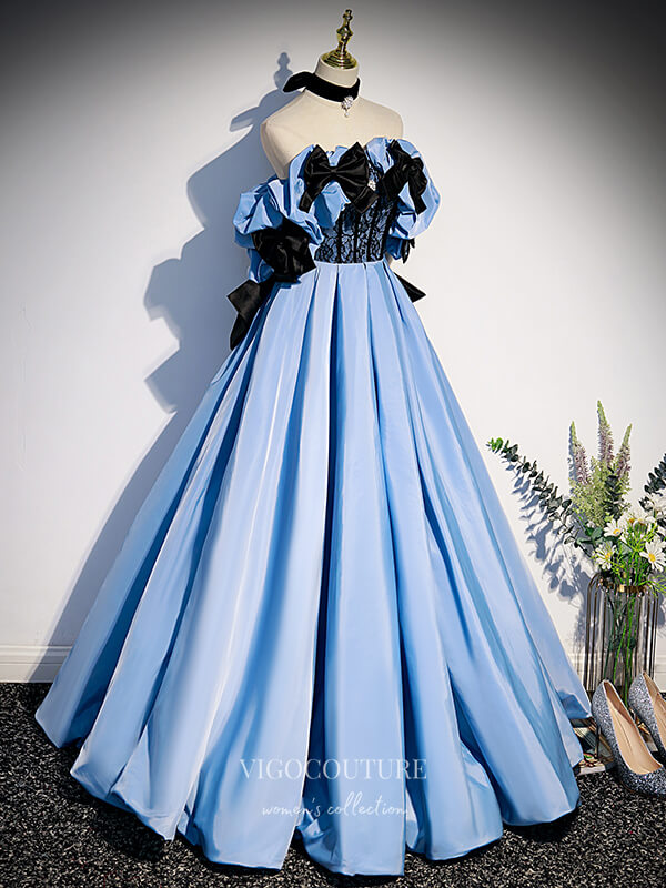 Prom Dress 2025 Light Blue Bow-Tie Prom Dresses Strapless Formal Dresses 21441-unique elegant Prom Dresses-Light Blue-US2-vigocouture