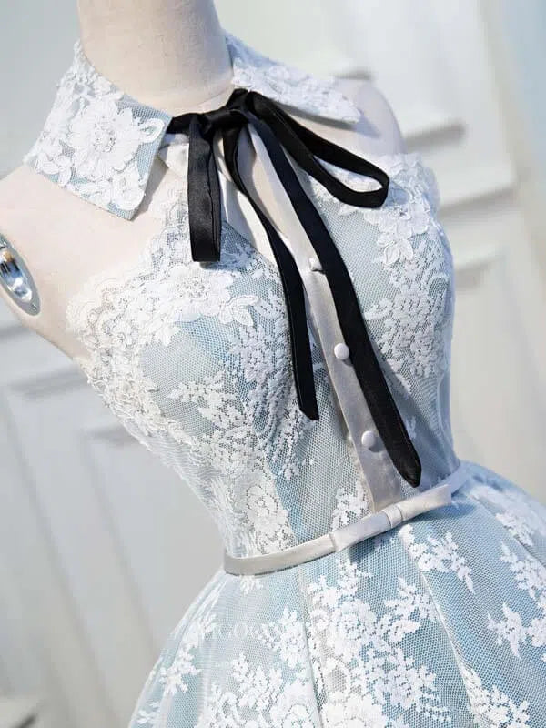 Light Blue Homecoming Dresses Lace Applique Dama Dresses hc086 Light Blue / US8 Light Blue Homecoming Dresses Lace Applique Dama Dresses hc086 Light Blue / US8
