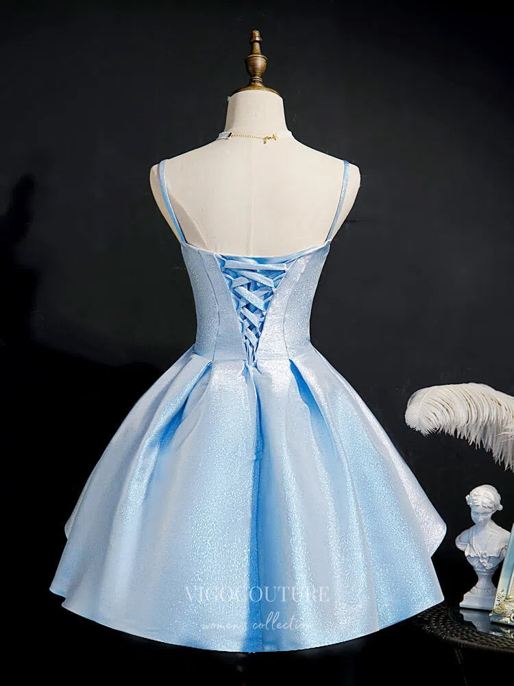 Light Blue Homecoming Dresses Spaghetti Strap Dama Dresses hc111 Custom Colors / US16 Light Blue Homecoming Dresses Spaghetti Strap Dama Dresses hc111 Custom Colors / US16