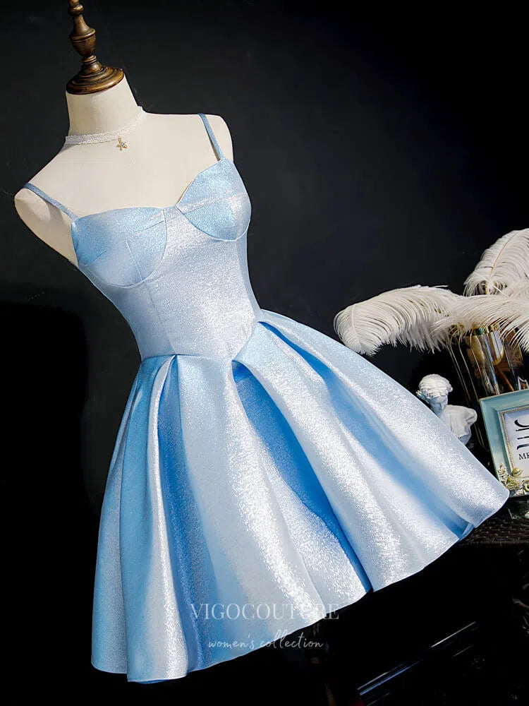 Light Blue Homecoming Dresses Spaghetti Strap Dama Dresses hc111 Custom Colors / US16 Light Blue Homecoming Dresses Spaghetti Strap Dama Dresses hc111 Custom Colors / US16