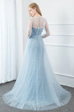 Prom Dress 2025 Light Blue Lace 3D Flower Prom Dress 20780-unique elegant Prom Dresses-Light Blue-US2-vigocouture