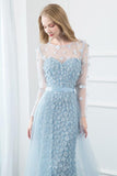 Prom Dress 2025 Light Blue Lace 3D Flower Prom Dress 20780-unique elegant Prom Dresses-Light Blue-US2-vigocouture