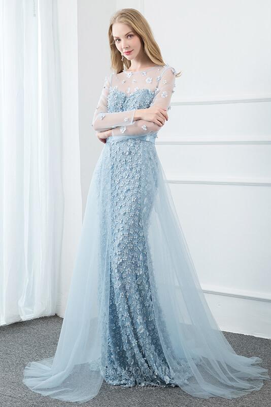 Prom Dress 2025 Light Blue Lace 3D Flower Prom Dress 20780-unique elegant Prom Dresses-Light Blue-US2-vigocouture