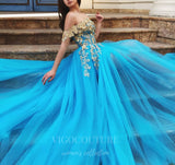 Prom Dress 2025 Light Blue Lace Applique Prom Dress 20614-unique elegant Prom Dresses-Light Blue-US2-vigocouture