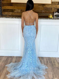 Prom Dress 2025 Light Blue Lace Applique Prom Dresses Mermaid Two-Piece Evening Dress 21761-unique elegant Prom Dresses-Light Blue-US2-vigocouture