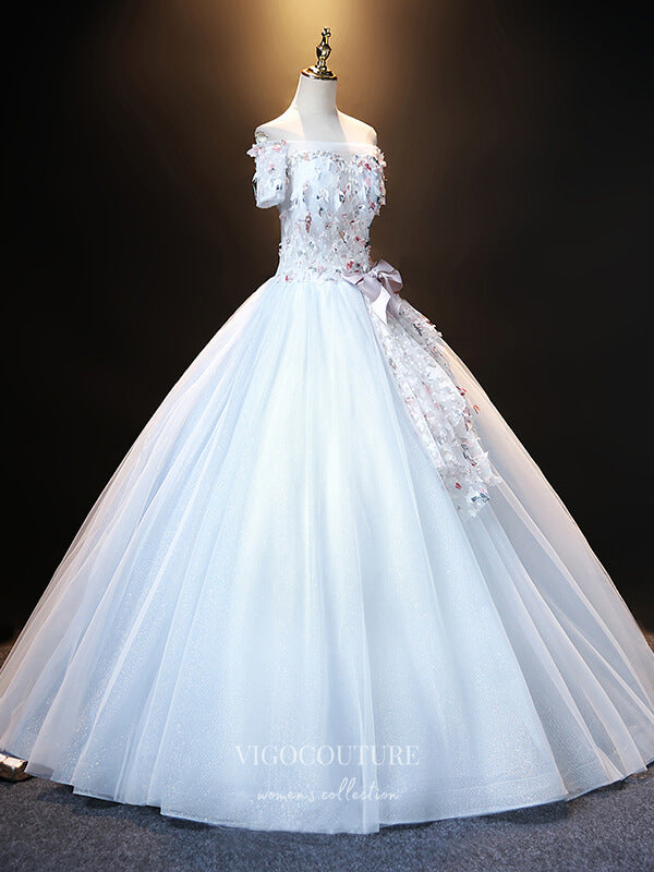 Light Blue Lace Applique Quinceanera Dresses Off the Shoulder Sweet 16 vigocouture Light Blue Lace Applique Quinceanera Dresses Off the Shoulder Sweet 16 vigocouture