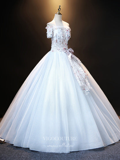 Light Blue Lace Applique Quinceanera Dresses Off the Shoulder Sweet 16 vigocouture Light Blue Lace Applique Quinceanera Dresses Off the Shoulder Sweet 16 vigocouture