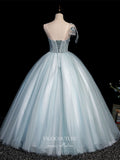 Prom Dress 2025 Light Blue Lace Applique Quinceanera Dresses Sparkly Tulle Princess Dresses 21411-unique elegant Prom Dresses-Light Blue-Custom Size-vigocouture