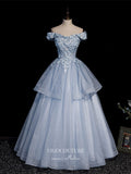 Prom Dress 2025 Light Blue Lace Applique Quinceanera Dresses Sparkly Tulle Princess Dresses 21415-unique elegant Prom Dresses-Light Blue-Custom Size-vigocouture