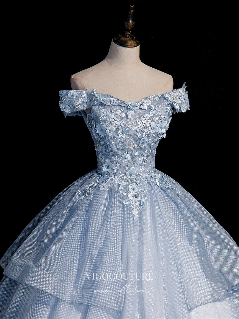 light blue short quince dress Tulle Short Blue Quinceanera Dresses Mini Quince Dress- TT-007028 Danielly's Boutique