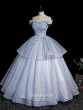 Prom Dress 2025 Light Blue Lace Applique Quinceanera Dresses Sparkly Tulle Princess Dresses 21415-unique elegant Prom Dresses-Light Blue-Custom Size-vigocouture