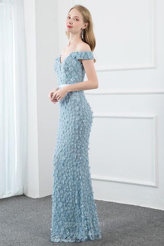 Prom Dress 2025 Light Blue Off the Shoulder 3D Flower Prom Dress 20781-unique elegant Prom Dresses-Light Blue-US2-vigocouture