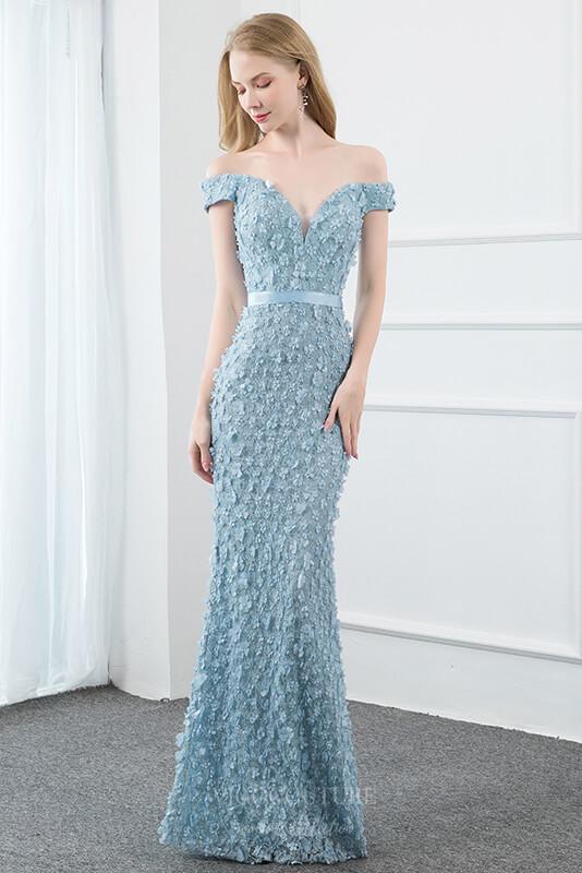 Prom Dress 2025 Light Blue Off the Shoulder 3D Flower Prom Dress 20781-unique elegant Prom Dresses-Light Blue-US2-vigocouture