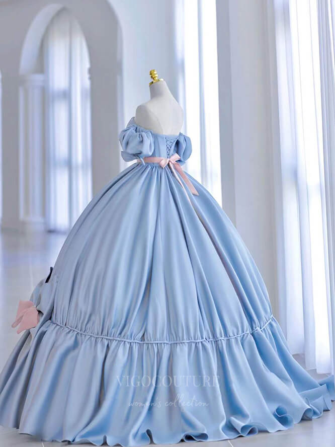 Light Blue Quinceanera Dresses Puffed Sleeve Sweet 16 Dresses 21002 Light Blue / US6 Light Blue Quinceanera Dresses Puffed Sleeve Sweet 16 Dresses 21002 Light Blue / US6