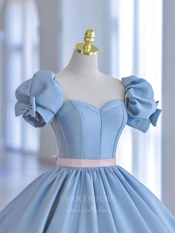 Light Blue Quinceanera Dresses Puffed Sleeve Sweet 16 Dresses 21002 Light Blue / US6 Light Blue Quinceanera Dresses Puffed Sleeve Sweet 16 Dresses 21002 Light Blue / US6