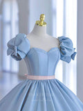 Prom Dress 2025 Light Blue Quinceanera Dresses Puffed Sleeve Sweet 16 Dresses 21002-unique elegant Prom Dresses-Light Blue-Custom Size-vigocouture