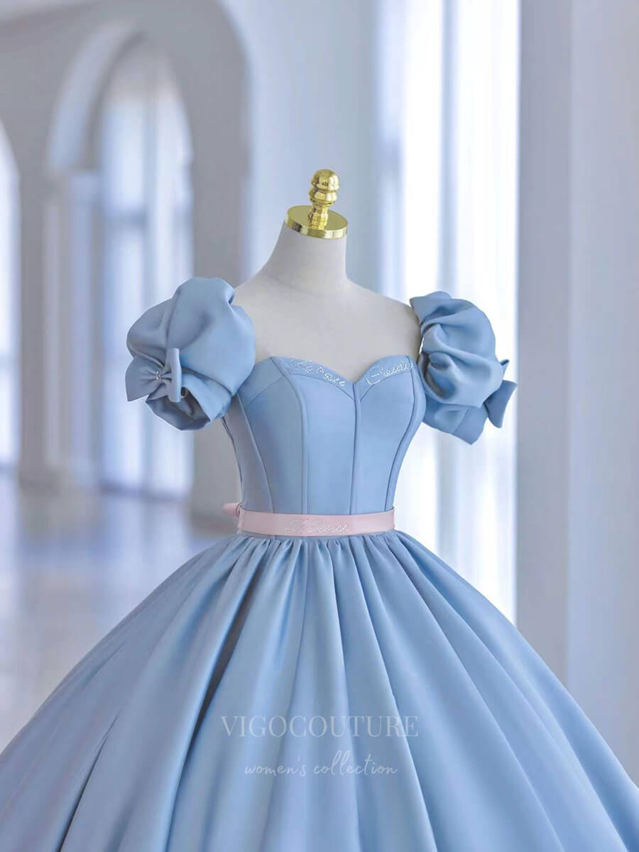 Light Blue Quinceanera Dresses Puffed Sleeve Sweet 16 Dresses 21002 Light Blue / US6 Light Blue Quinceanera Dresses Puffed Sleeve Sweet 16 Dresses 21002 Light Blue / US6