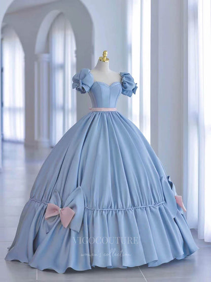 Light Blue Quinceanera Dresses Puffed Sleeve Sweet 16 Dresses 21002 Light Blue / US6 Light Blue Quinceanera Dresses Puffed Sleeve Sweet 16 Dresses 21002 Light Blue / US6