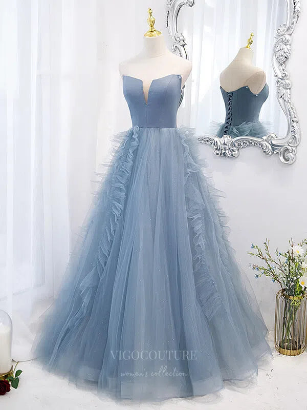 Prom Dress 2025 Light Blue Removable Sleeve Tulle Prom Dress 20881-unique elegant Prom Dresses-Light Blue-Custom Size-vigocouture