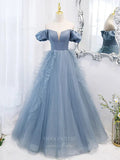 Prom Dress 2025 Light Blue Removable Sleeve Tulle Prom Dress 20881-unique elegant Prom Dresses-Light Blue-Custom Size-vigocouture