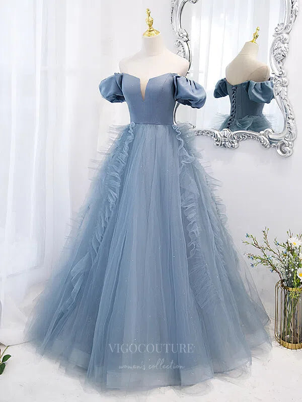 Prom Dress 2025 Light Blue Removable Sleeve Tulle Prom Dress 20881-unique elegant Prom Dresses-Light Blue-Custom Size-vigocouture